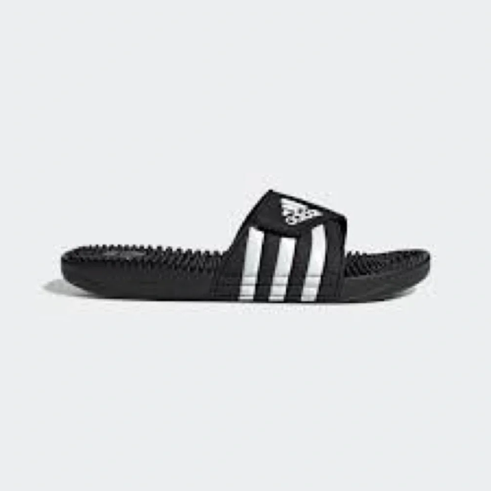 Adidas Adissage slides sandals black white‎ mens size 9 casual athleisure